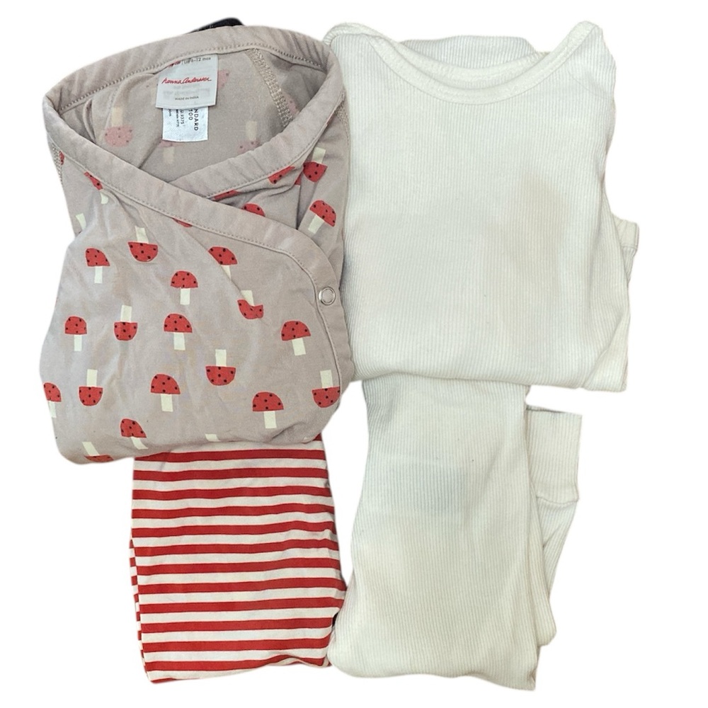 Hannah Andersson 6-12 Neutral Mushroom Two Piece  Outfit with Baby Gap Cream Set
